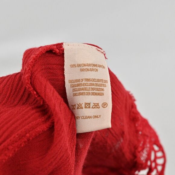 FREE PEOPLE Dress Womens Size XS Wicked Spell Brick Red Strappy Floral Lace Boho - Picture 9 of 11